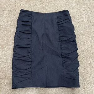 Anthropologie Cantonnier Blue Rouching Pencil Skirt WomenSize 6 Blue Knee Length